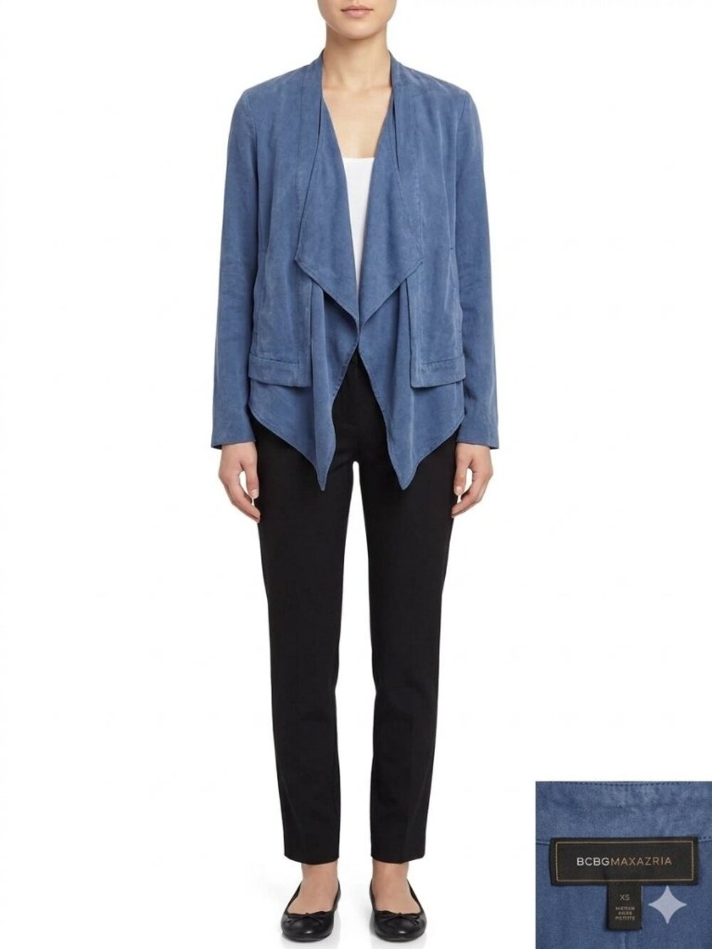 Bcbg Blue drape front jacket/cardigan size xs